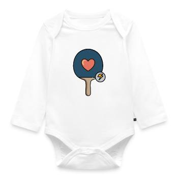T-shirt de raquette de tennis de table avec coeur style bande dessinée - Body Bébé bio manches longues - blanc - Devant