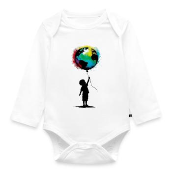Planet Erde - Baby Bio-Langarm-Body - Weiß - Vorne