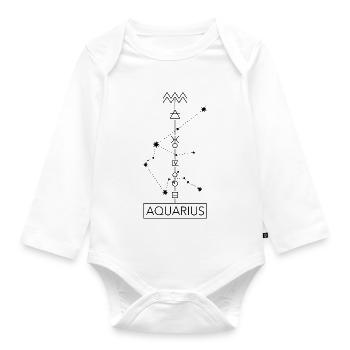 Verseau - Zodiaque du Verseau - noir - Body Bébé bio manches longues - blanc - Devant