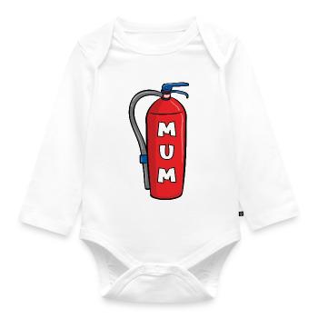 Fire Extinguisher Mum - Organic Longsleeve Baby Bodysuit - white - Front