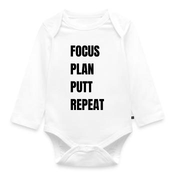 Golf Focus Plan Putt Repeat - Baby Bio-Langarm-Body - Weiß - Vorne
