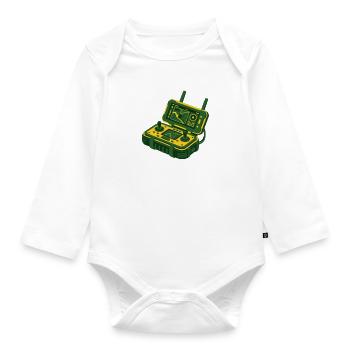 Drone Remote Control Logo - Organic Longsleeve Baby Bodysuit - white - Front