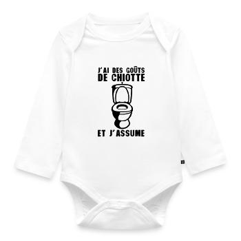 gout chiotte assume toilette wc citation - Body Bébé bio manches longues - blanc - Devant