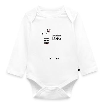 no drama llama - Organic Longsleeve Baby Bodysuit - white - Front