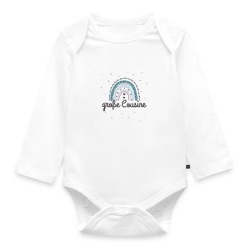 Große Cousine 2023 Regenbogen - Baby Bio-Langarm-Body - Weiß - Vorne