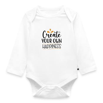 Design Create Your Own Happiness - Body Bébé bio manches longues - blanc - Devant