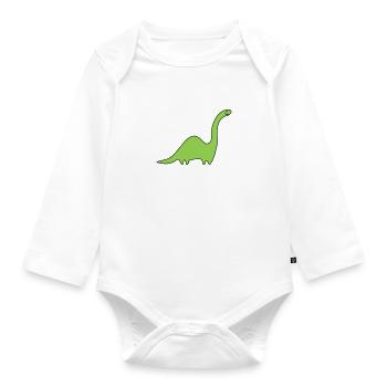 Dino Longneck - Couleurs de motifs personnalisables - Body Bébé bio manches longues - blanc - Devant