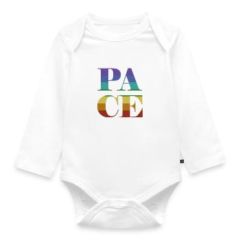 Pace in big colorful letters - Organic Longsleeve Baby Bodysuit - white - Front
