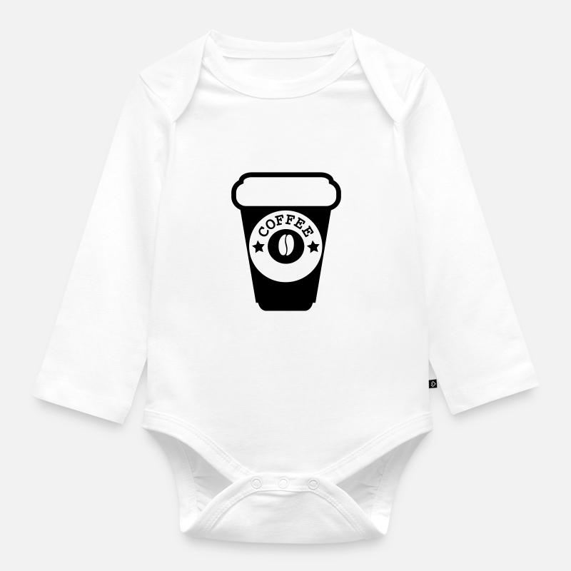Kaffee - Baby Bio-Langarm-Body - Weiß