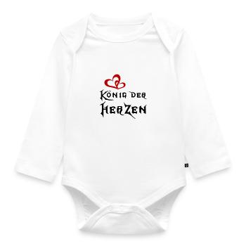 Baby Kind König Prinz Junge Herzen - Baby Bio-Langarm-Body - Weiß - Vorne