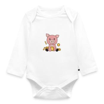 Bitcoin Sparschwein Hodl Coins halten digitales - Baby Bio-Langarm-Body - Weiß - Vorne