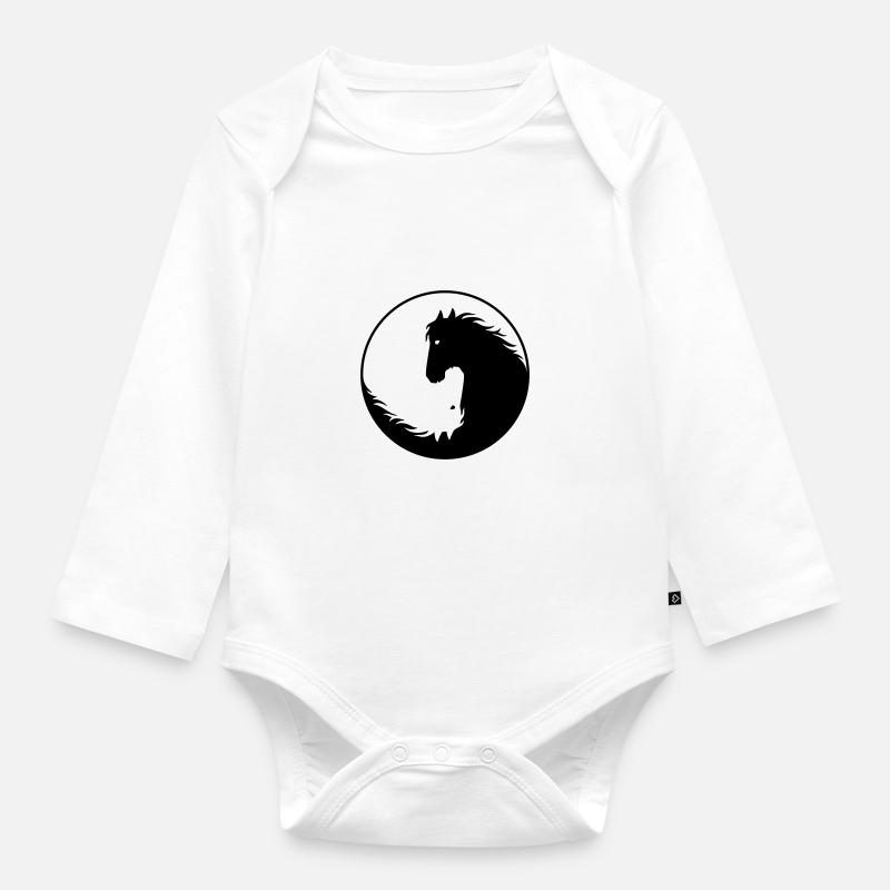 Chevaux Yin Yang - Body Bébé bio manches longues - blanc