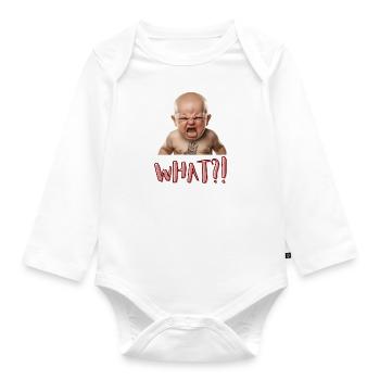 What?! - Organic Longsleeve Baby Bodysuit - white - Front