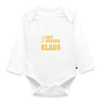 Klaus - Baby Bio-Langarm-Body - Weiß - Vorne