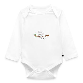 Chat Kawaii Blanc Chat Chat Cadeau Chats Blancs - Body Bébé bio manches longues - blanc - Devant