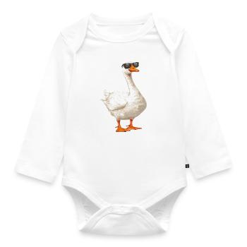 Gans Sonnenbrille - Baby Bio-Langarm-Body - Weiß - Vorne