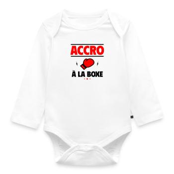accro à la boxe boxeur - Body Bébé bio manches longues - blanc - Devant