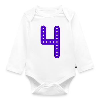 4 YEARS. 4th ANNIVERSARY. BIRTHDAY 4 YEARS. BIRTHDAY - Organic Longsleeve Baby Bodysuit - white - Front