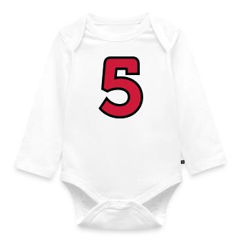 Sport Zahl 5 Fünf - Baby Bio-Langarm-Body - Weiß - Vorne
