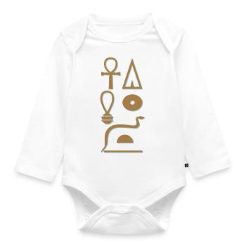 Hieroglyphs - life as ever - Organic Longsleeve Baby Bodysuit - white - Front