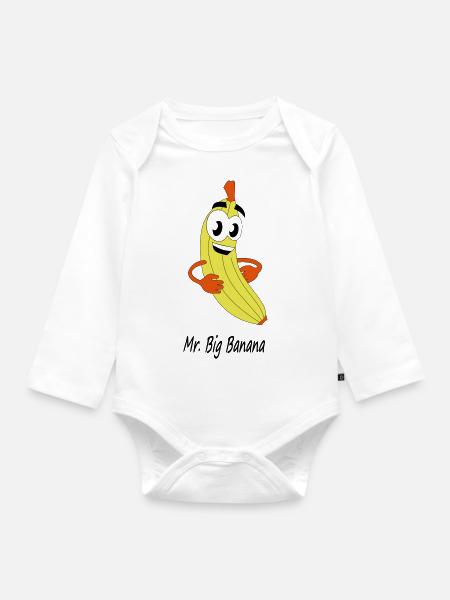 Mr Big Banana - Baby Bio-Langarm-Body - Weiß