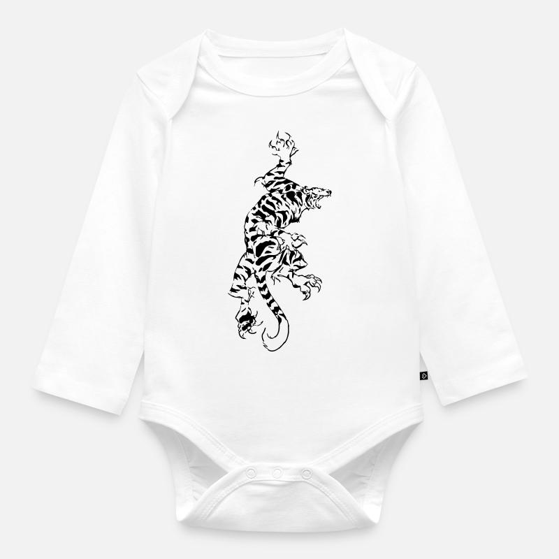 tigre - Body Bébé bio manches longues - blanc