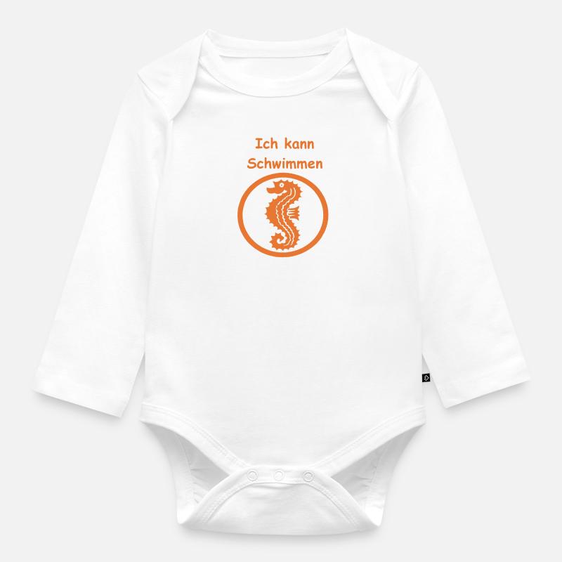 Seepferdchen - Baby Bio-Langarm-Body - Weiß