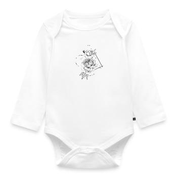 geometric rose - Organic Longsleeve Baby Bodysuit - white - Front
