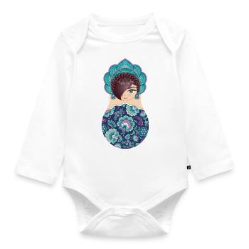 Matroschka Katharina - Baby Bio-Langarm-Body - Weiß - Vorne