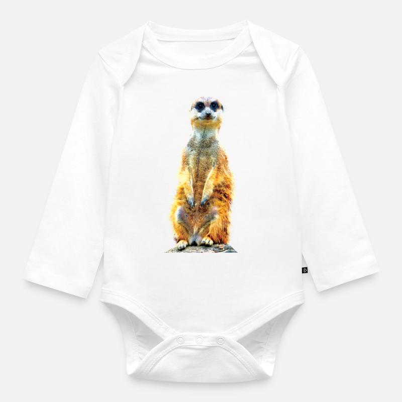 Suricate cool décontracté mignon mignon mignon - Body Bébé bio manches longues - blanc