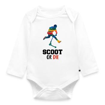 Scoot or die - Organic Longsleeve Baby Bodysuit - white - Front