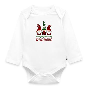 Hangig with my Gnomies - Baby Bio-Langarm-Body - Weiß - Vorne