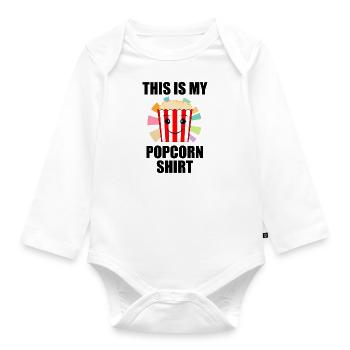 Popcorn Funny Saying Ironic Popcorn Design - Body Bébé bio manches longues - blanc - Devant