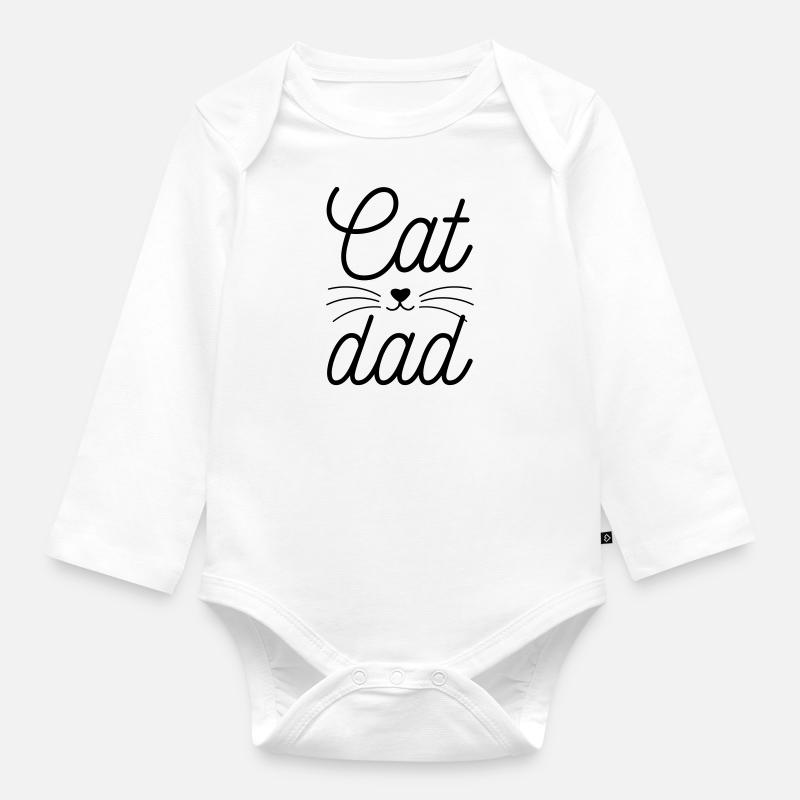 Cat dad - Body Bébé bio manches longues - blanc