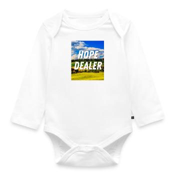 Hope Dealer - Christian Quote - Organic Longsleeve Baby Bodysuit - white - Front