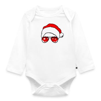 Santa Cool Glasses - Baby Bio-Langarm-Body - Weiß - Vorne