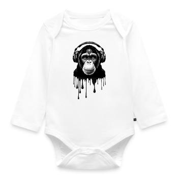Schimpanse mit Kopfhörer Affe DJ Musik Festival - Baby Bio-Langarm-Body - Weiß - Vorne