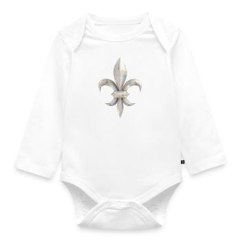 Fleur de Lys / Fleur de Lis Marmor mit Goldadern - Baby Bio-Langarm-Body - Weiß - Vorne