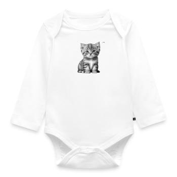 Adorable cute kitten graphic #2 - Organic Longsleeve Baby Bodysuit - white - Front