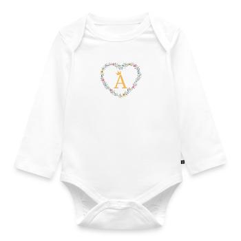 Lettre A, Monogramme, Coeur, Personnalisable - Body Bébé bio manches longues - blanc - Devant