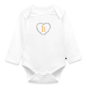 Buchstabe B, Monogramm, Herz, personalisierbar - Baby Bio-Langarm-Body - Weiß - Vorne