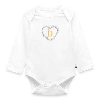 Letter D, Monogram, Heart, Personalizable - Organic Longsleeve Baby Bodysuit - white - Front