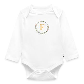 U Monogram, Floral Wreath Wildflowers - Organic Longsleeve Baby Bodysuit - white - Front