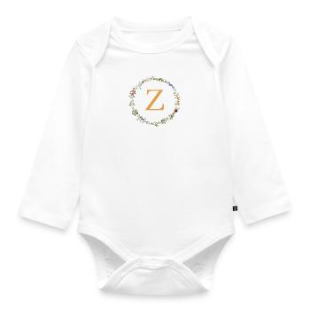 Z Monogram, Floral Wreath Wildflowers - Organic Longsleeve Baby Bodysuit - white - Front