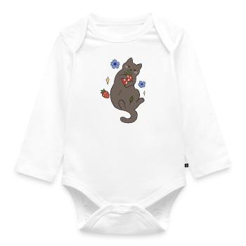 Herbstkatze #3 - Baby Bio-Langarm-Body - Weiß - Vorne