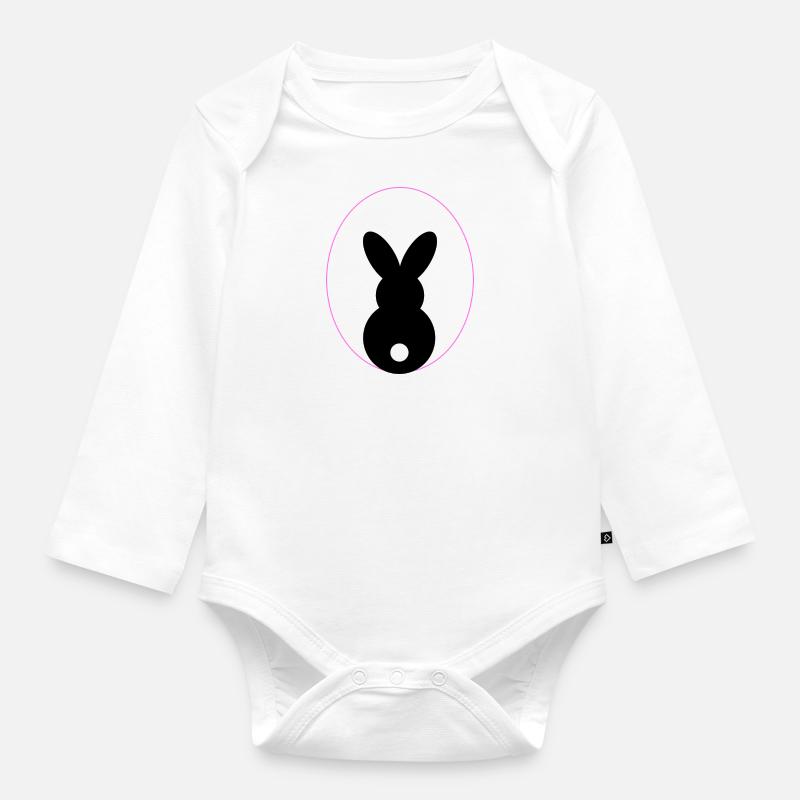 Hase in Eischlicht Schatten - Baby Bio-Langarm-Body - Weiß