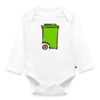 Garbage can illustration. Dustman. Waste management - Organic Longsleeve Baby Bodysuit - white - Front
