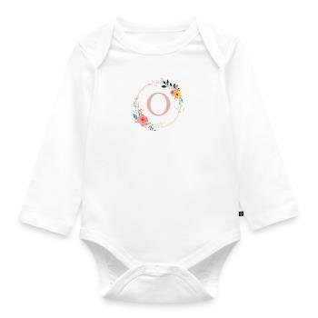 O monogramme floral, Couronne florale, personnalisable - Body Bébé bio manches longues - blanc - Devant
