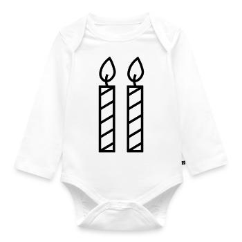 Zwei Kerzen - Baby Bio-Langarm-Body - Weiß - Vorne