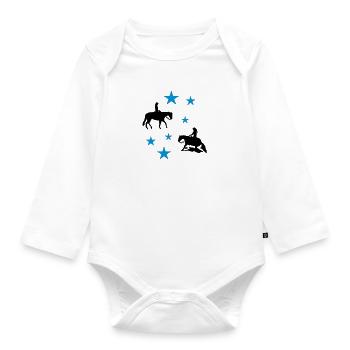 Plaisir & Reining étoiles - Body Bébé bio manches longues - blanc - Devant